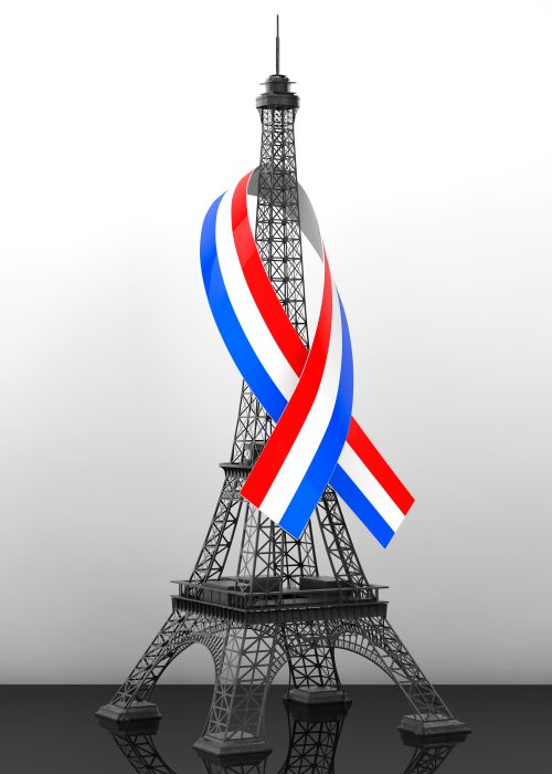 13 November 2015 Concept. Pray for Paris Sign on a white background